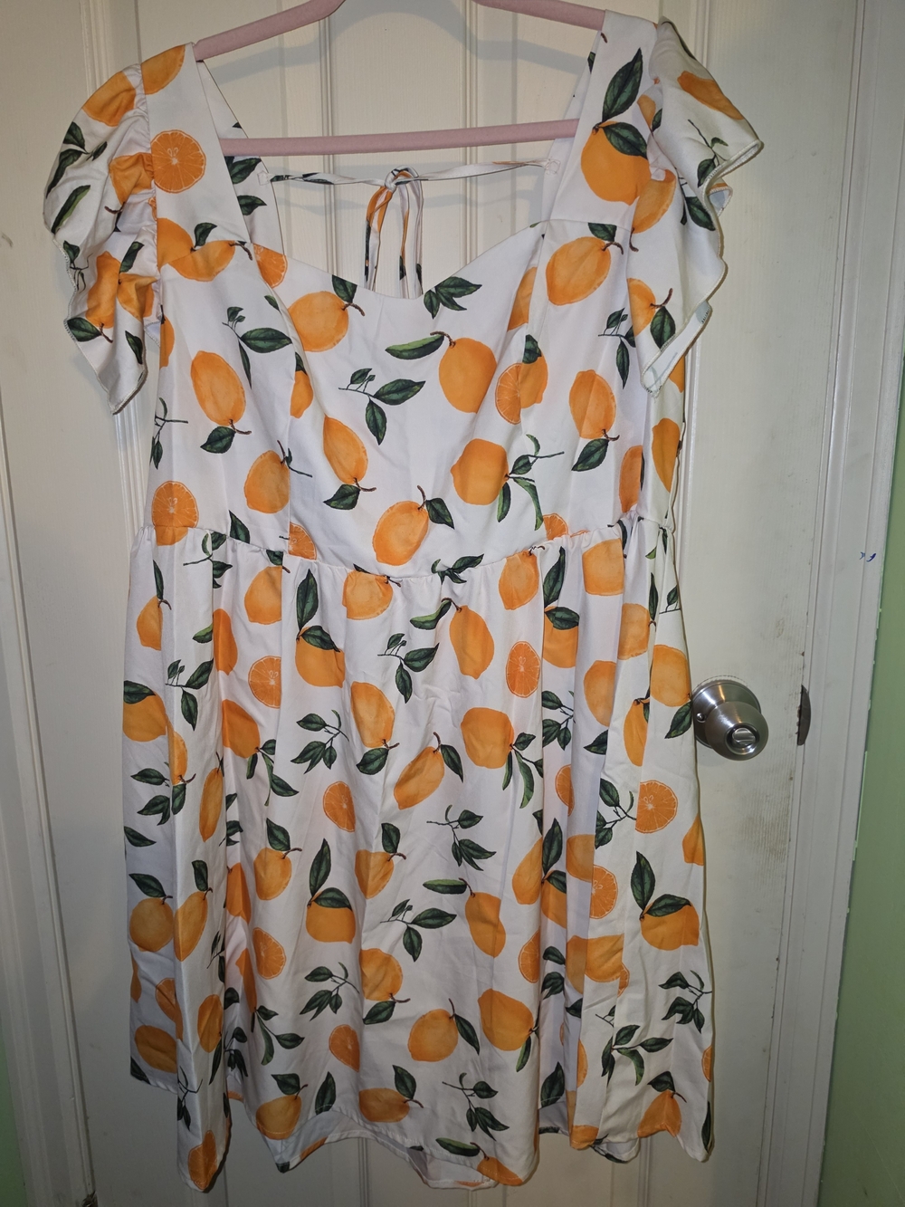 SHEIN White Mini Dress with Orange Fruit Print